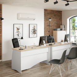 MESA DESPACHO CON BUC ARGON, ROBLE/BLANCO