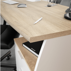 MESA DESPACHO CON BUC ARGON, ROBLE/BLANCO