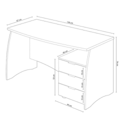 MESA DESPACHO CON BUC ARGON, ROBLE/BLANCO