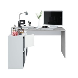 MESA DESPACHO CON BUC REVERSIBLE MODELO OFFICE EN CEMENTO/BLANCO