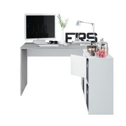 MESA DESPACHO CON BUC REVERSIBLE MODELO OFFICE EN CEMENTO/BLANCO