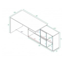 MESA DESPACHO CON BUC REVERSIBLE MODELO OFFICE EN CEMENTO/BLANCO