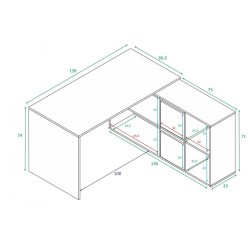MESA DESPACHO CON BUC REVERSIBLE MODELO OFFICE EN CEMENTO/BLANCO