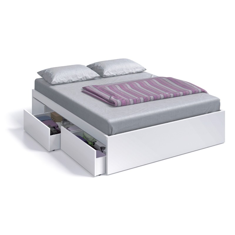 Cama 4 cajones modelo bed, en color blanco Cama 4 cajones modelo bed, en color blanco