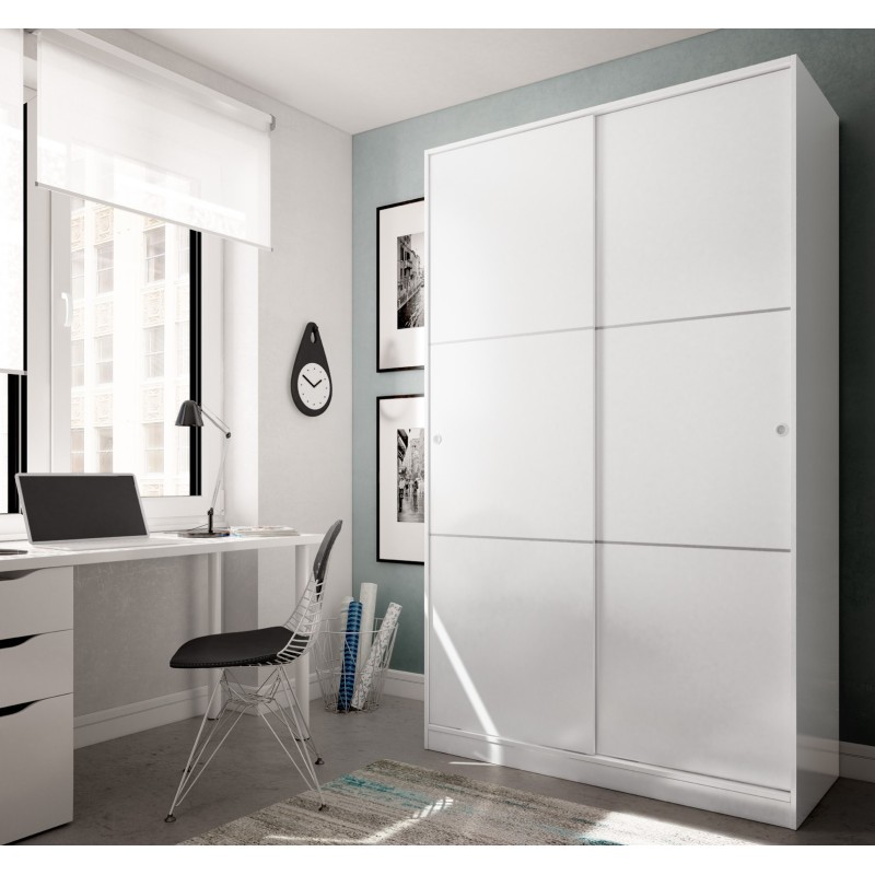 Armario 2 puertas correderas max, en blanco brillo Armario 2 puertas correderas max, en blanco brillo