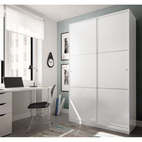 ARMARIO 2 PUERTAS CORREDERAS MAX, EN BLANCO BRILLO