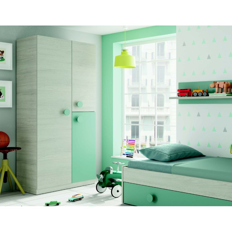 Armario 3 puertas juvenil enjoy en blanco alpes/verde agua Armario 3 puertas juvenil enjoy en blanco alpes/verde agua