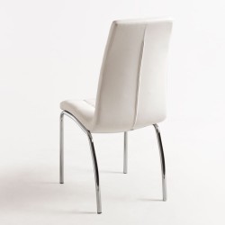 SILLA MODELO LIDI-A  EN SIMIL PIEL BLANCO