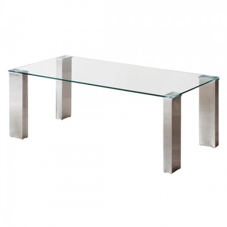 MESA DE CENTRO MODELO CORALINA DE CRISTAL Y CROMO