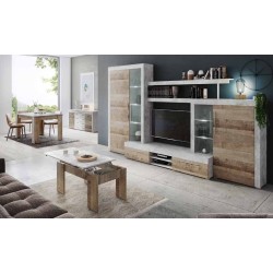 SALON MODELO LONDINES  EN ROBLE LAMINADO Y GRIS