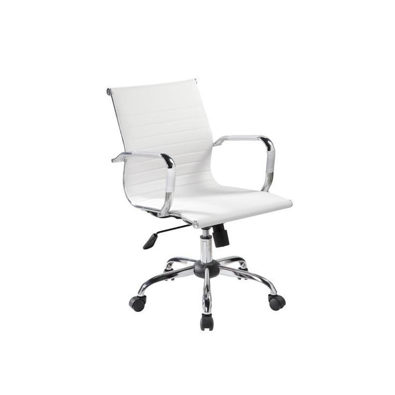 Silla oficina mason en blanco y negro patas cromo Silla oficina mason en blanco y negro patas cromo