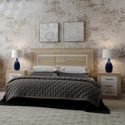 DORMITORIO OFERTA LAFNE CABECERO Y DOS MESITAS CAMBRIA BLANCO