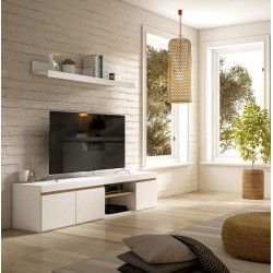 MUEBLE DE T.V. MODELO ELIS+ESTANTE EN BLANCO NATURA