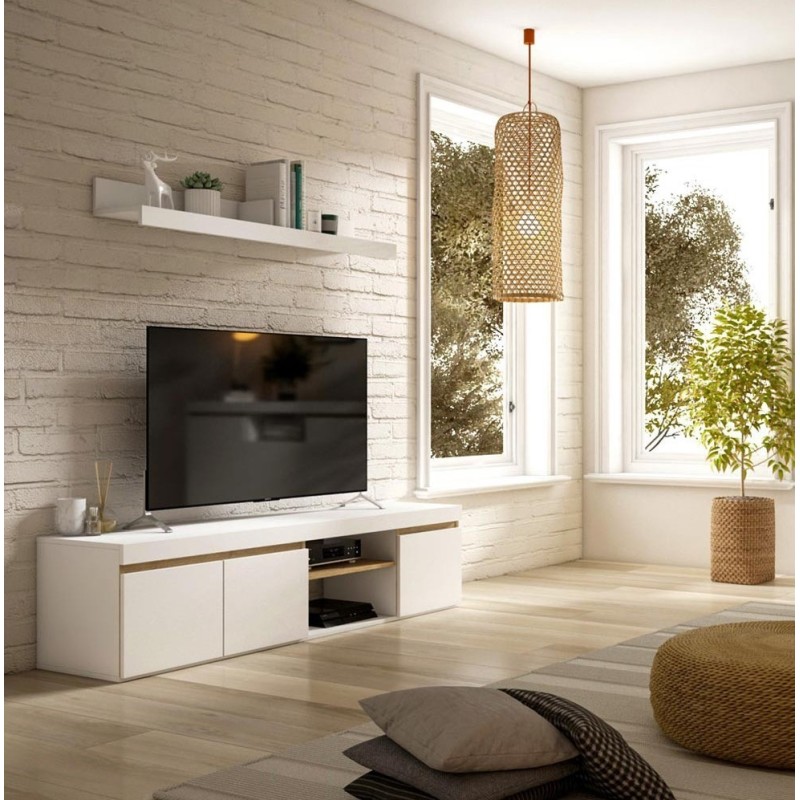 Mueble de t.v. modelo elis+estante en blanco natura Mueble de t.v. modelo elis+estante en blanco natura