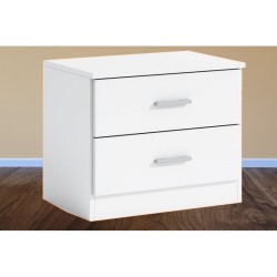 Mesita couple 2 cajones blanco poro