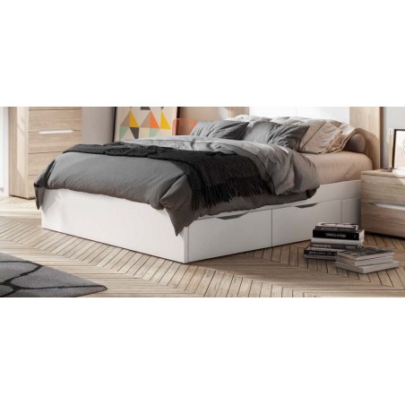Cama cuatro cajones modelo Lyon blanco mate.