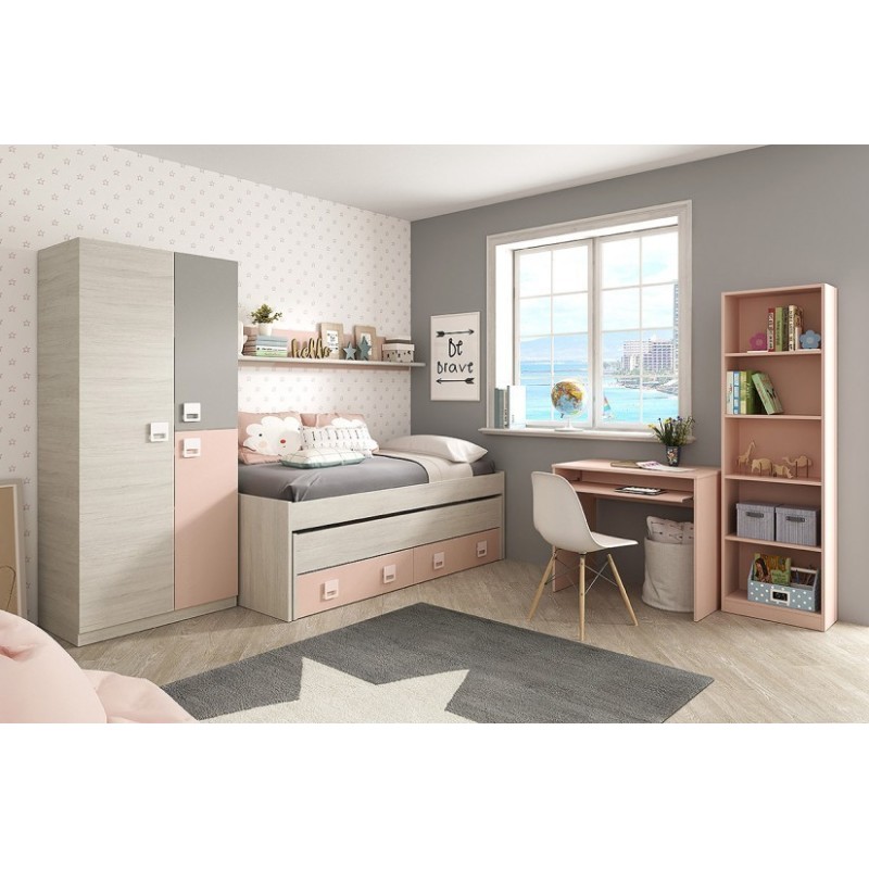 Cama doble juvenil nube + estante Cama doble juvenil nube + estante