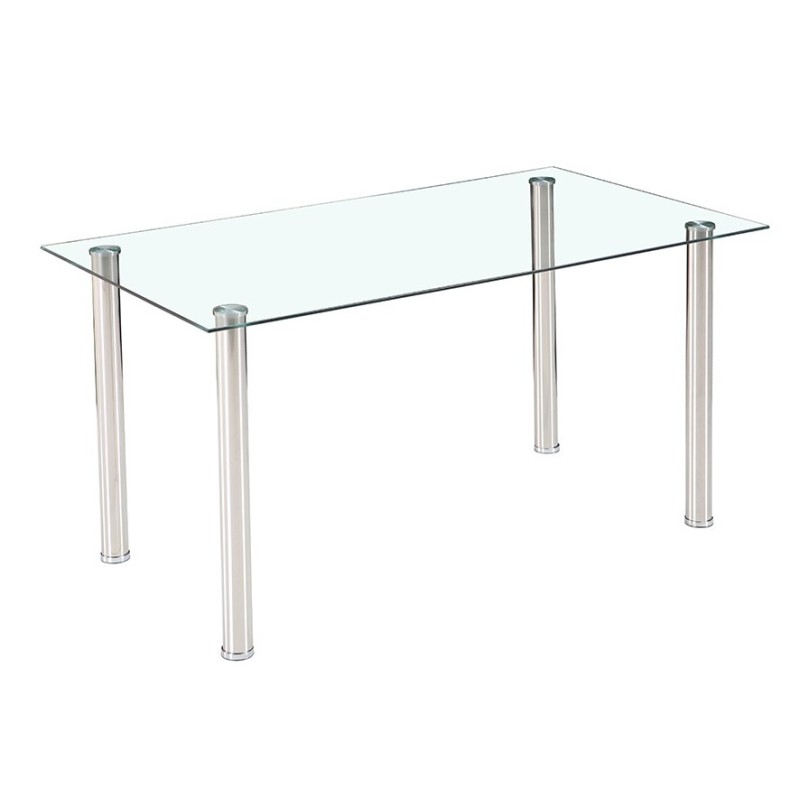 Mesa de comedor fija Avatar cristal y cromo Mesa de comedor fija Avatar cristal y cromo
