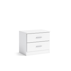 Mesita couple 2 cajones blanco poro