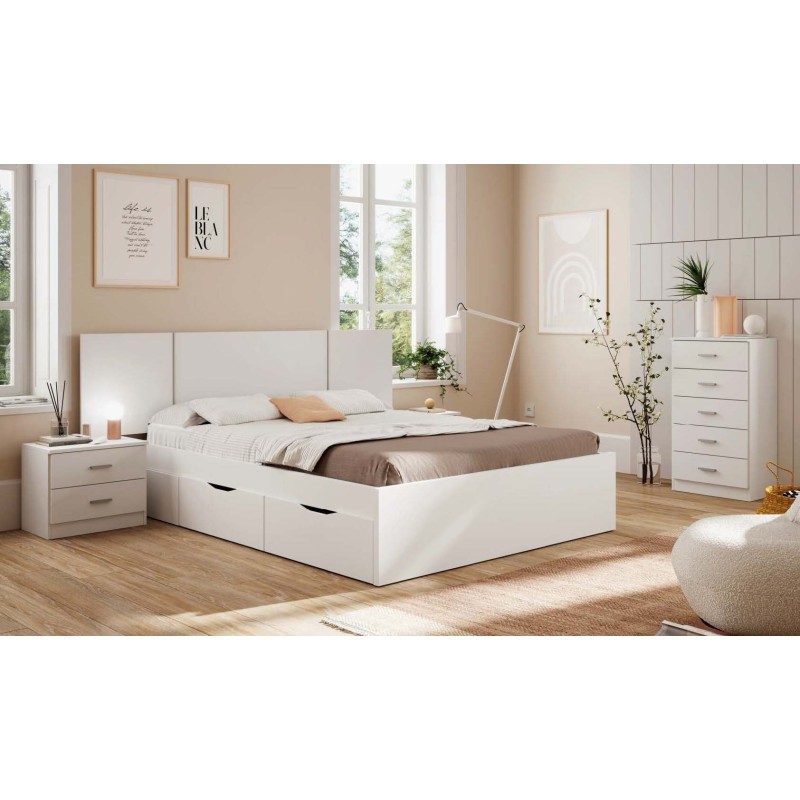 Dormitorio reims con mesitas dos cajones couple y sinfonier en blanco Dormitorio reims con mesitas dos cajones couple y sinfonier en blanco