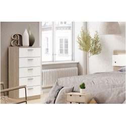 Dormitorio completo new couple mesitas couple 2 cajones en sahara y blanco