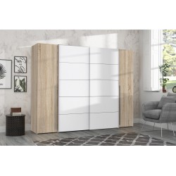Armario modelo Rio  de 2,70x2,10 correderas y batientes  roble blanco
