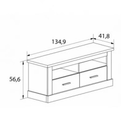 Mueble Bajo TV Con 2 Cajones 135cm Chellén Cambria Blanco